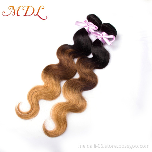 Virgin Peruvian Hair 7A grade Three Tone Ombre color Body Wave human hair bundles